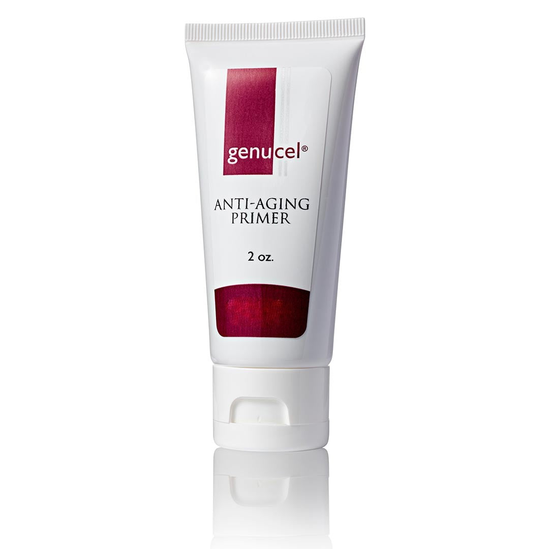Genucel anti-aging primer tube on a white background